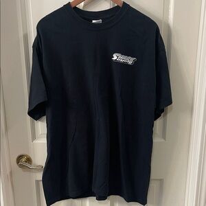 Gildan Black Short Sleeve Tee with Shark Cycle White Chest and Back Logo